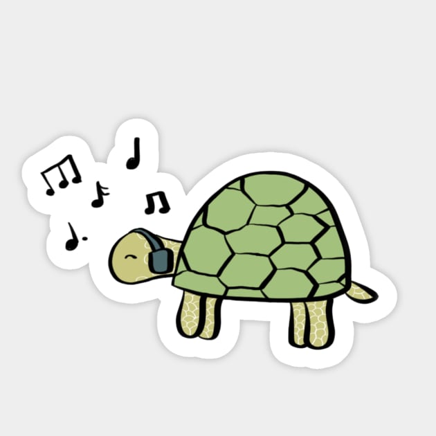 Turtle rocking out to music Sticker by artsyreader